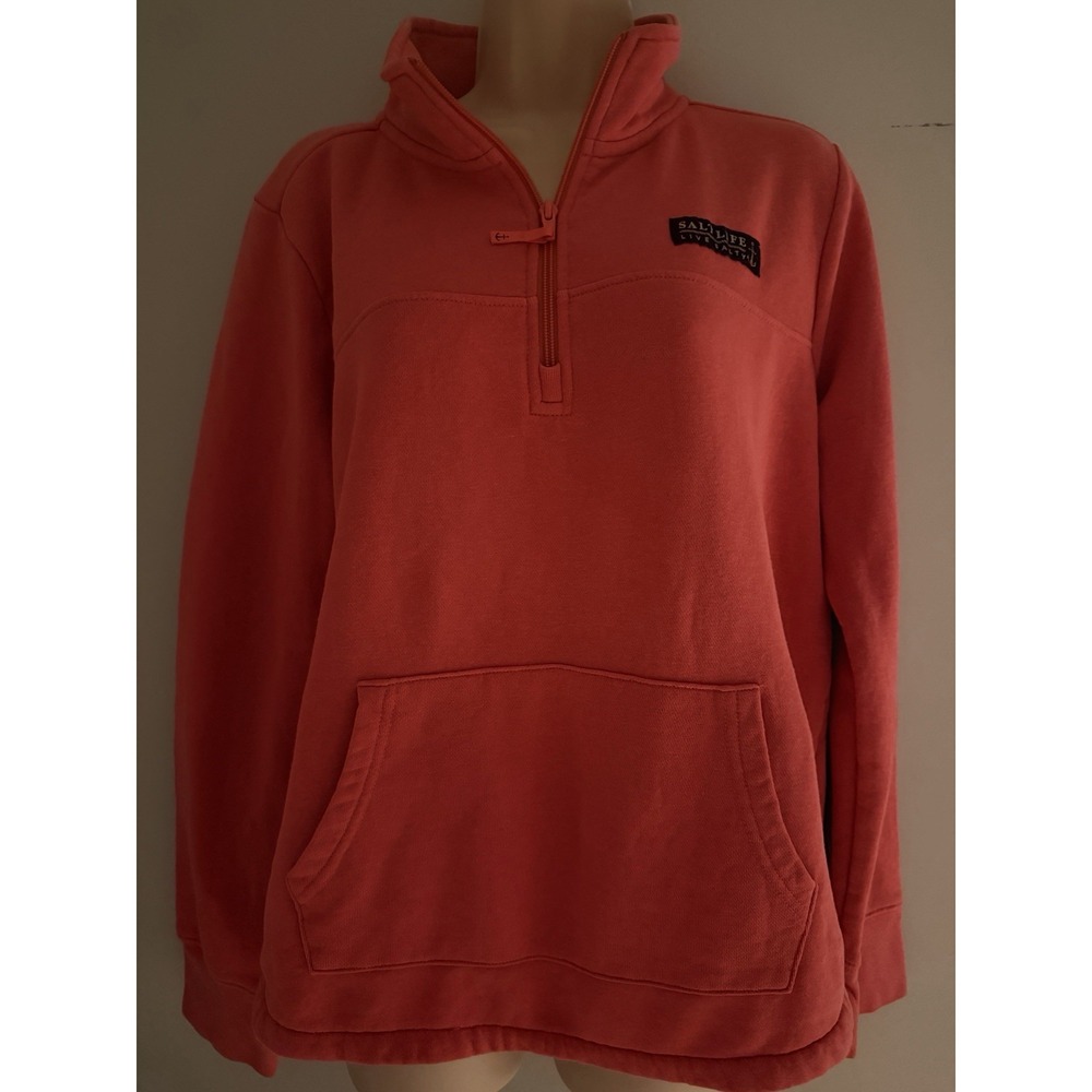 Salt Life Live Salty Women's MediumQuarter Zip Sweatshirt Pink Pullover